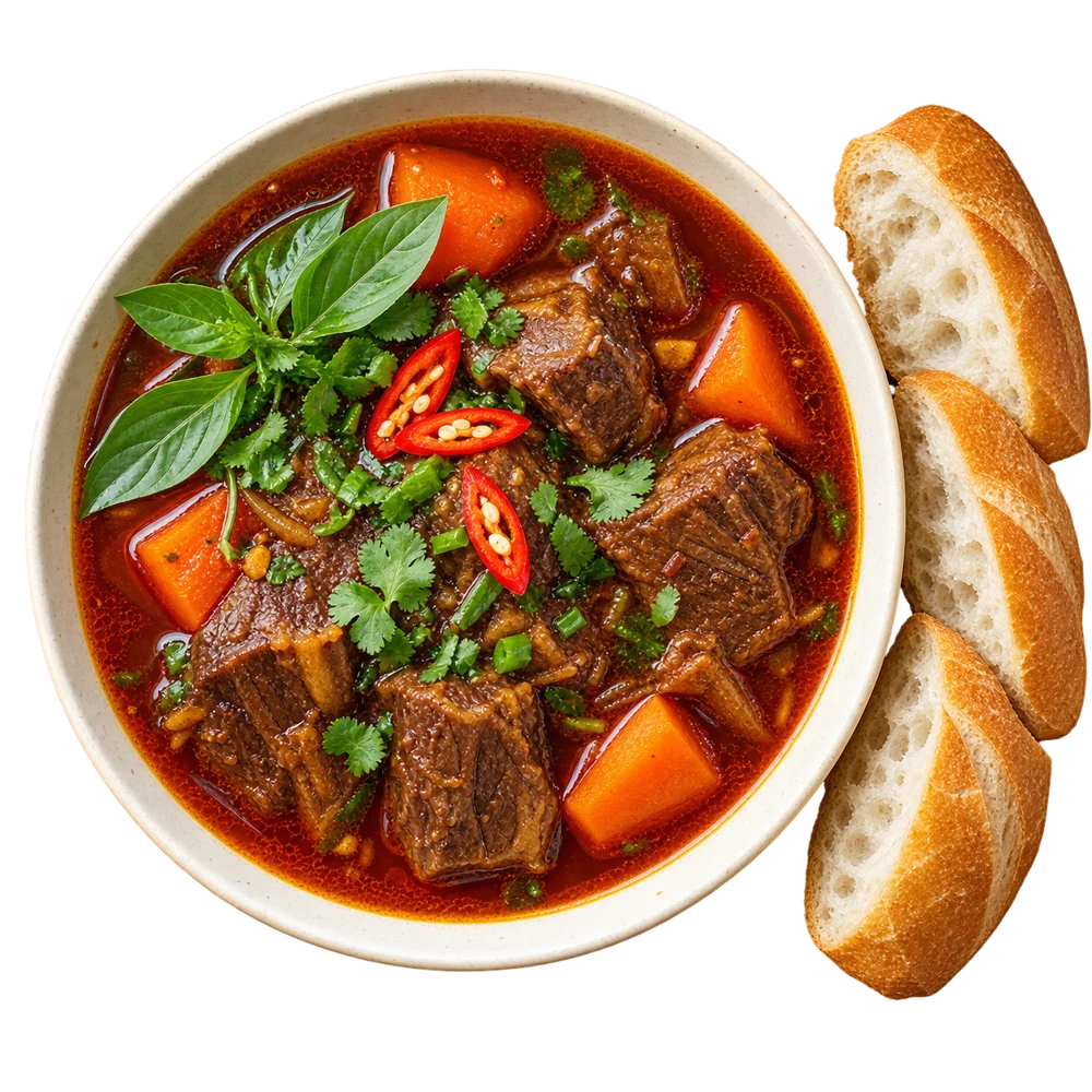 Ảnh minh họa bò kho ăn cùng bánh mì